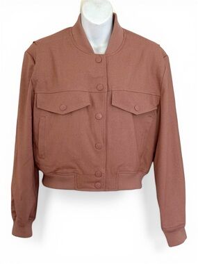 BlankNYC snap front bomber jacket new size small mocha pink snap front